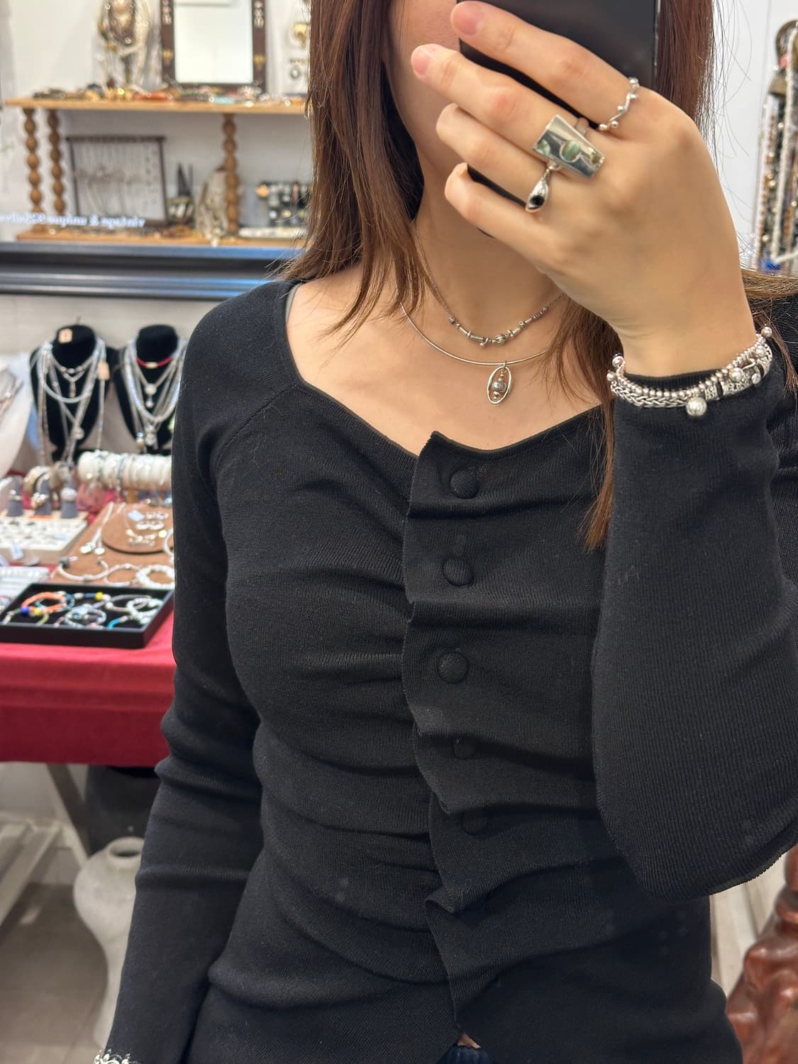 Musta karensilver mix Necklace 상품이미지7