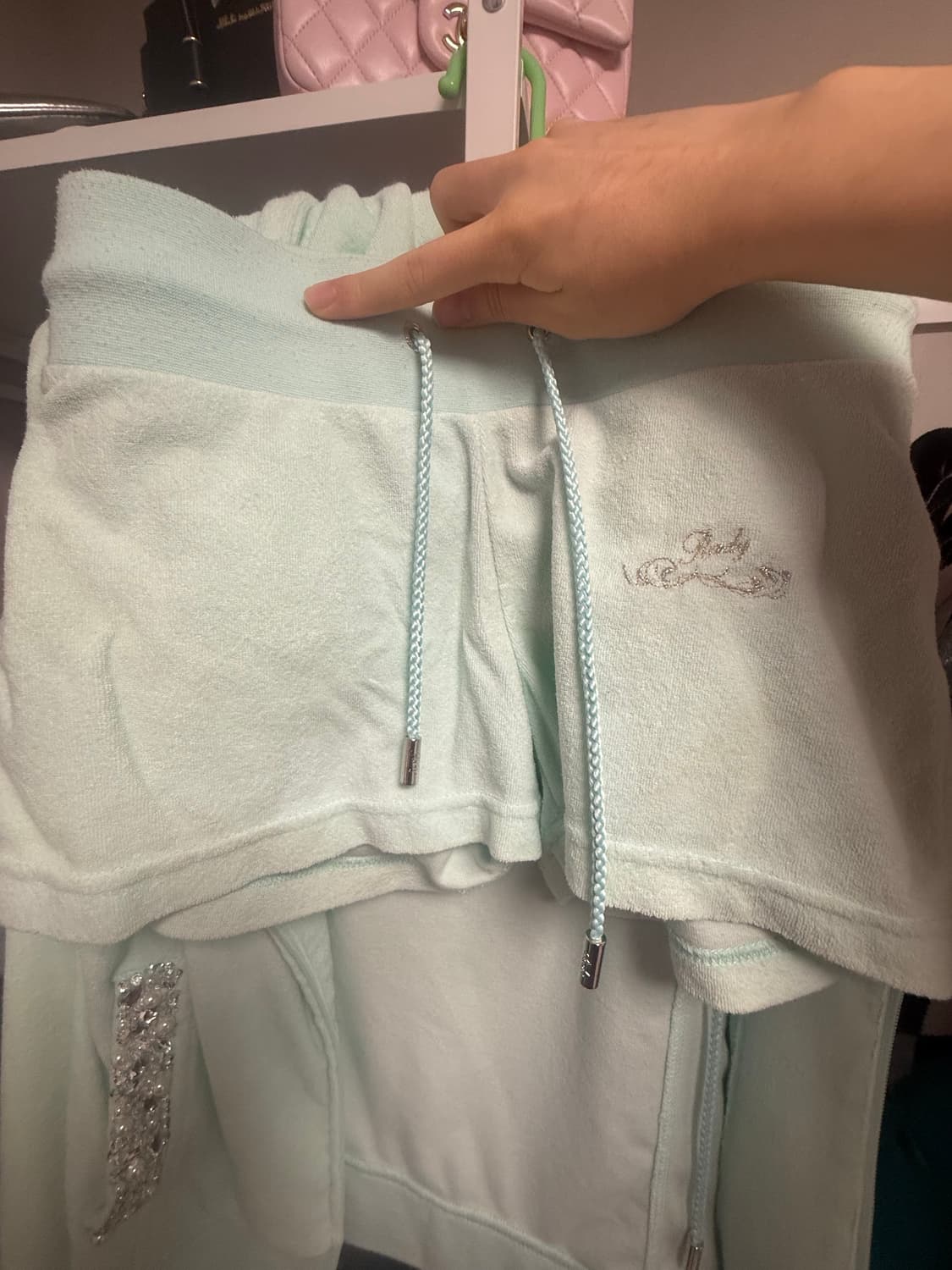 착샷)Rady 셋업 라디 레디 갸루 베메클 쥬얼 후드집업 반바지민트 상품이미지7