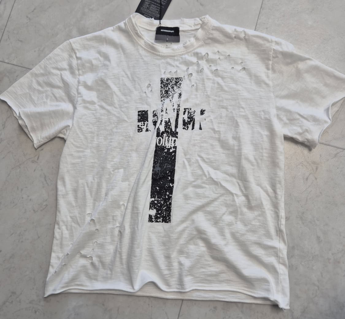 로어링라드 크로스 데미지 슬럽 티셔츠 화이트 L 상품이미지3