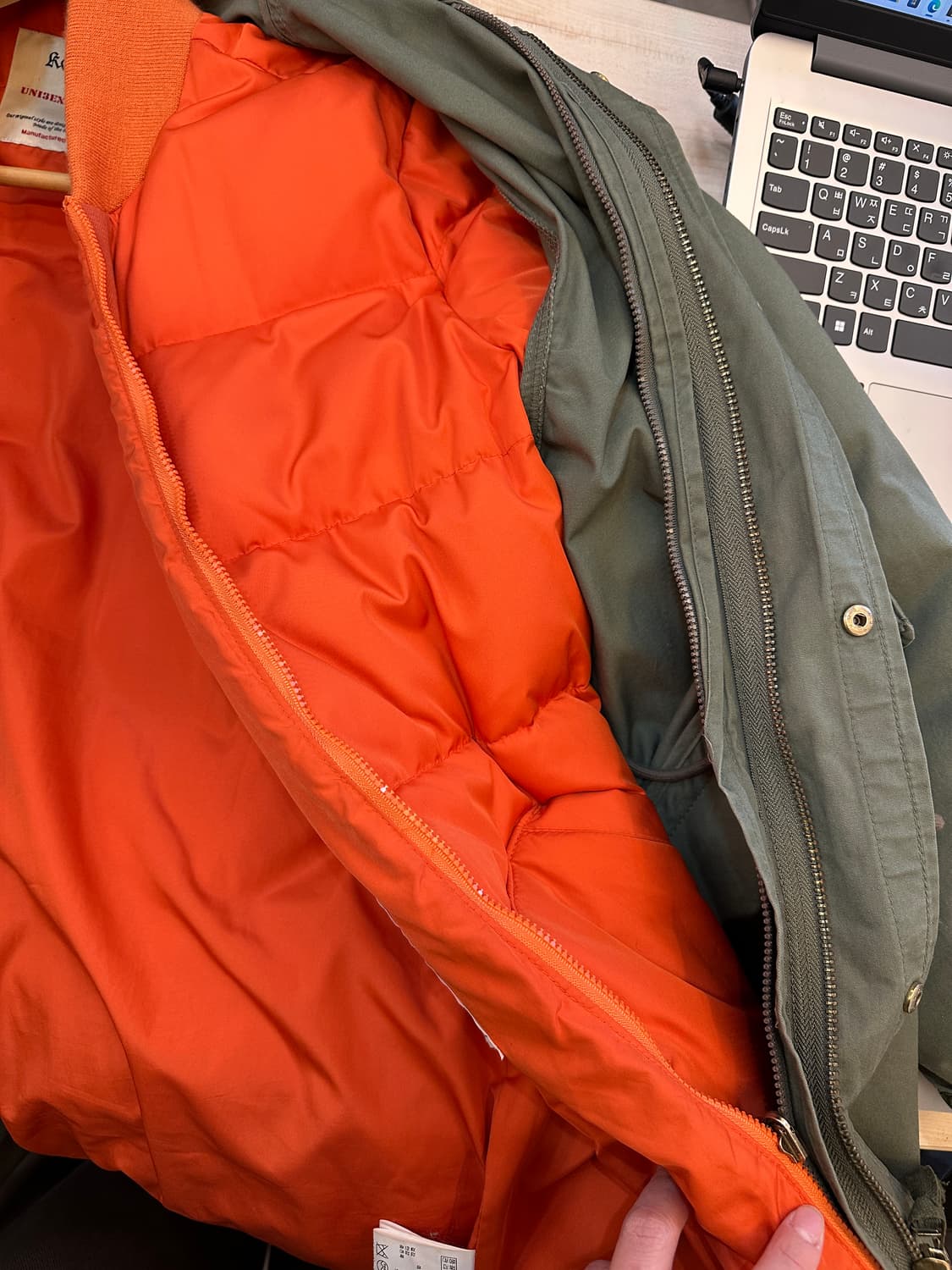 S) 카이아크만 m65 스타일 오리털 야상 점퍼 내피 탈부착 상품이미지7