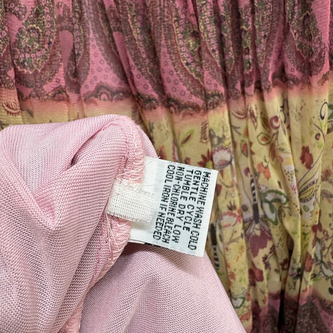 쉬폰 핑크 패턴 에스닉 레이스 롱 스커트 F JPN 상품이미지4