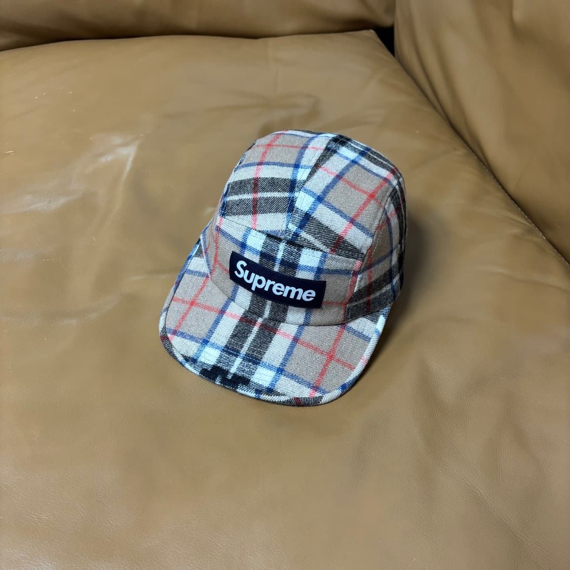 슈프림 캠프캡 모자 박스로고 버버리 체크 상품이미지1