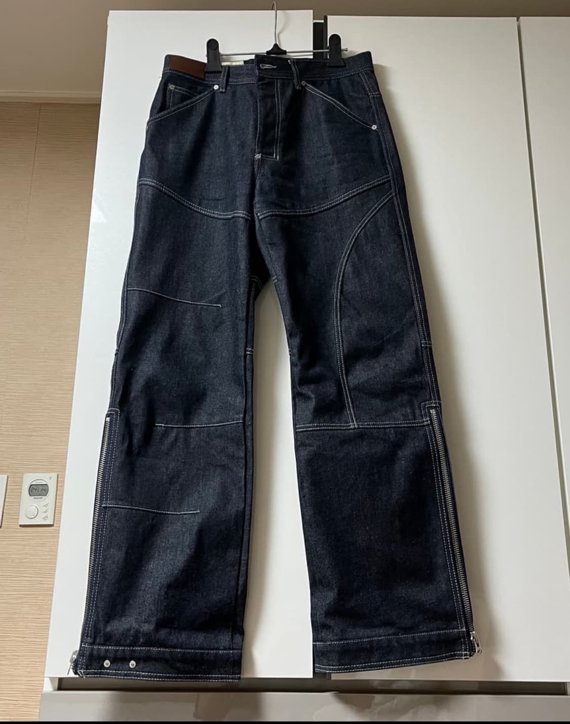 [29 사이즈] 앤더슨벨 지퍼 와이드 레그 리지드 진 인디고 상품이미지1