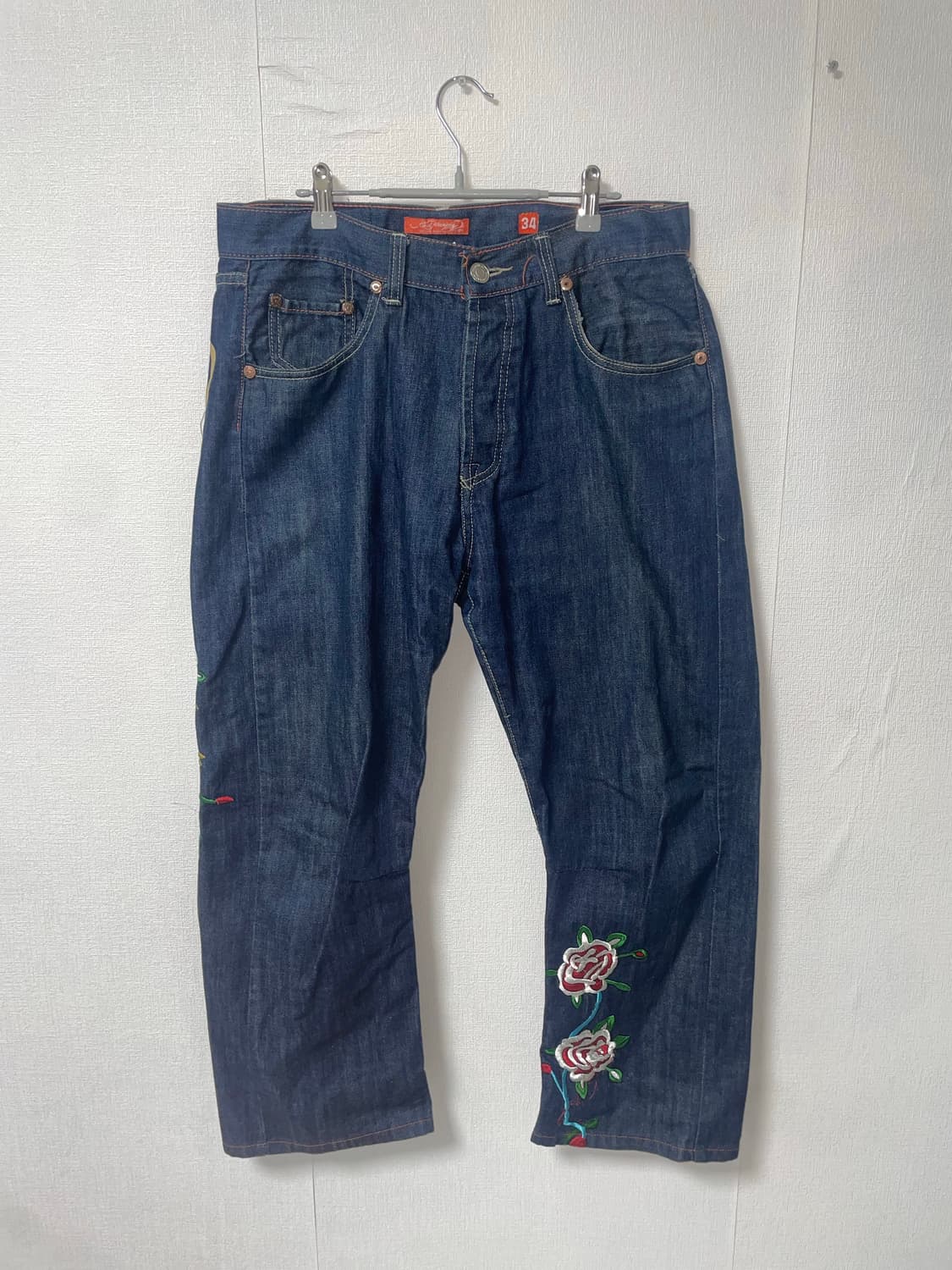 에드하디 레어 빅로고 자수 와이드 데님팬츠 상품이미지1