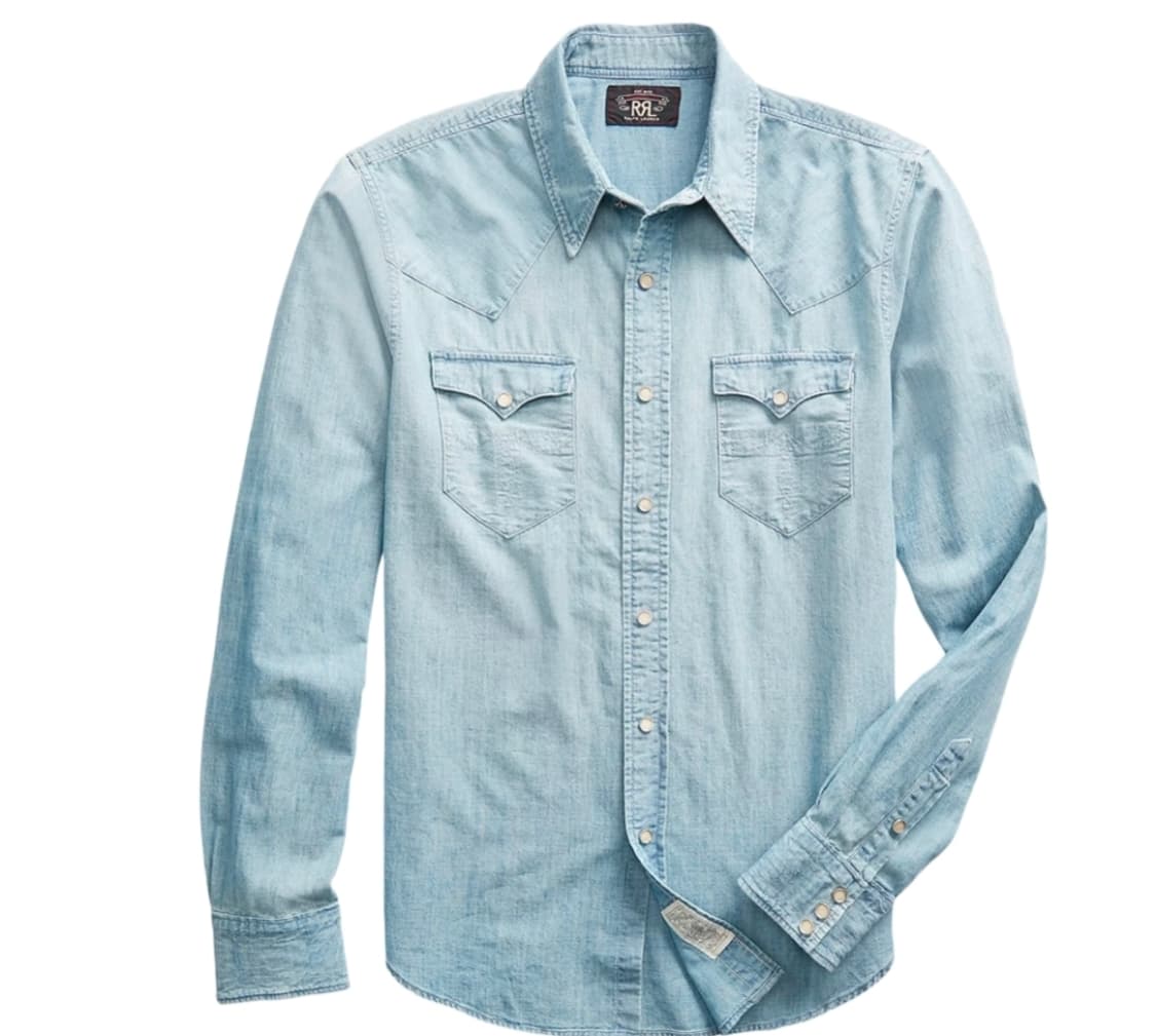 더블알엘 슬림 샴브레이 웨스턴 셔츠 L사이즈 상품이미지1