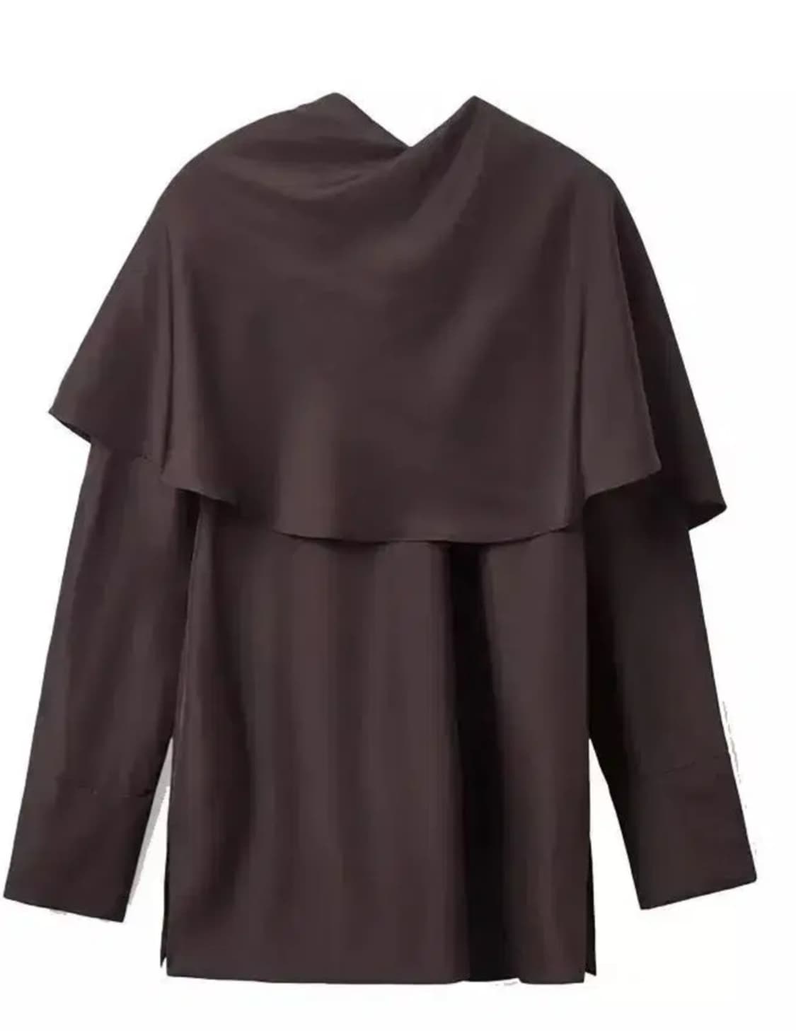 새상품) cos 실크 케이프 블라우스 브라운 32사이즈 상품이미지1
