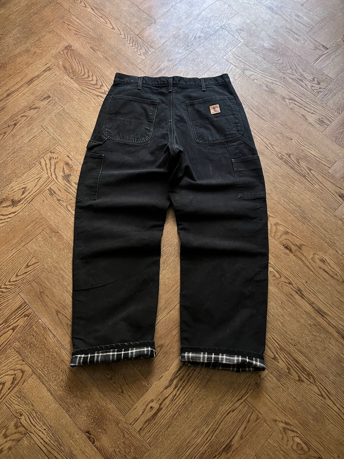 [34]칼하트 USA 체크 라이닝 블랙 카펜터 워크 팬츠 상품이미지2