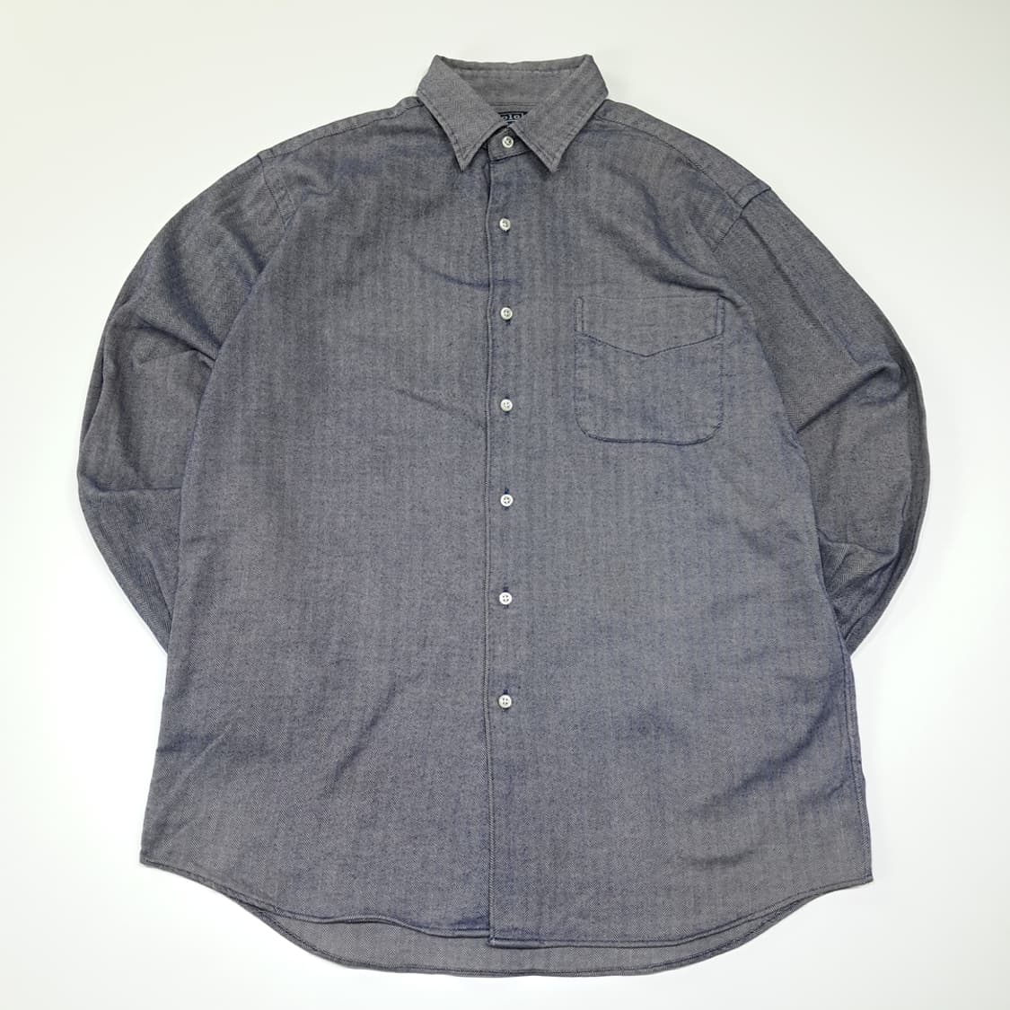 CL798 M 폴로 90s 홍콩판 헤링본 로얄네이비 셔츠 남방 상품이미지1