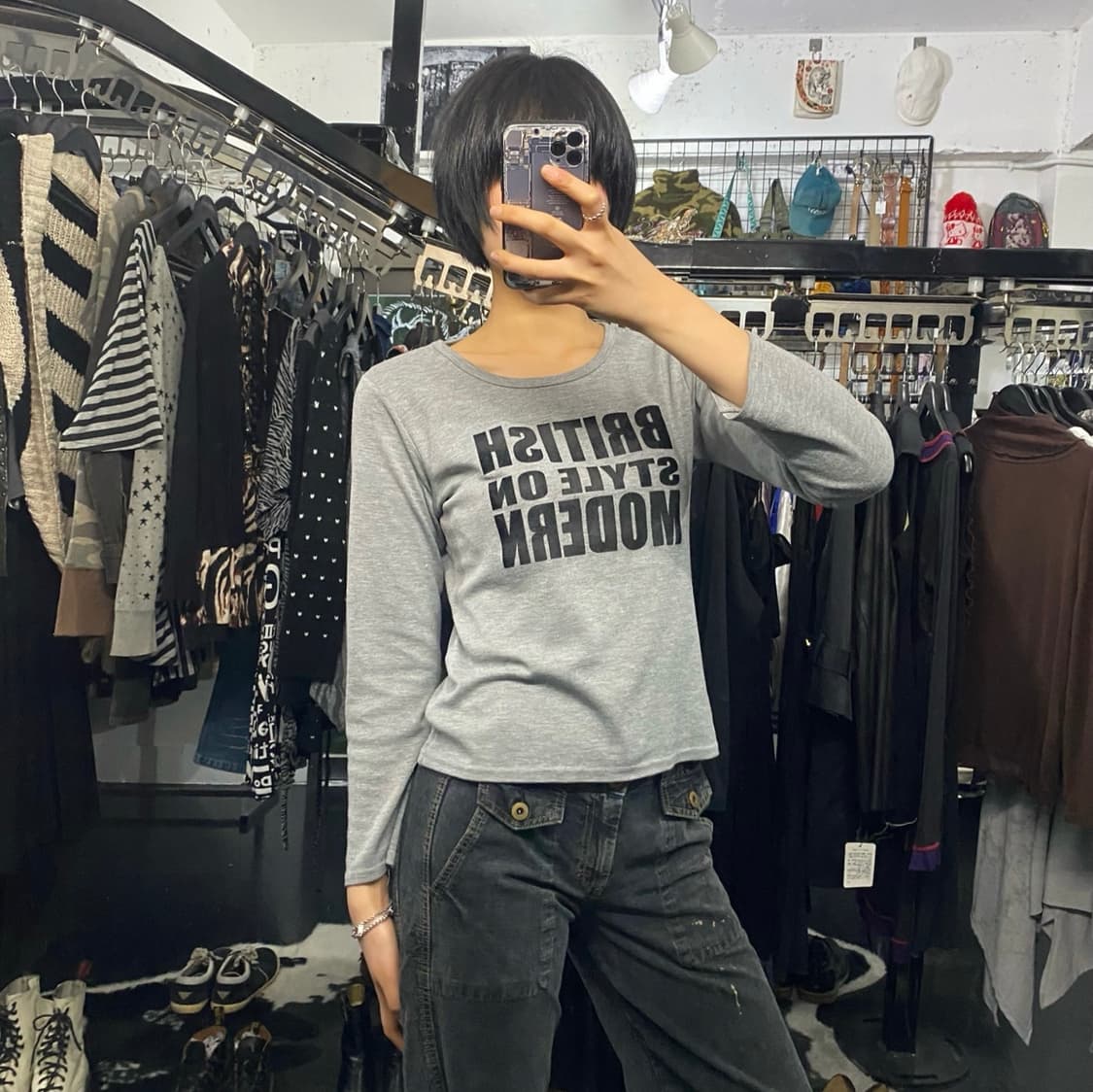 Hye kath 빈티지 레터링 롱슬리브 상품이미지5