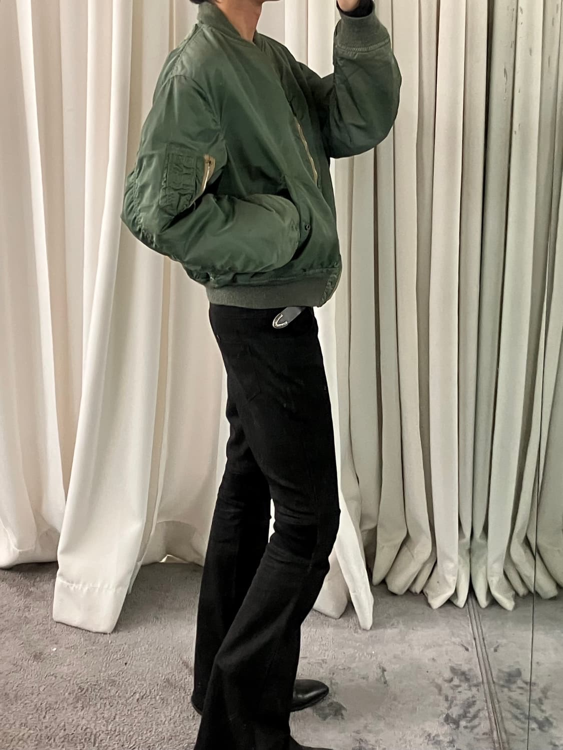 70s 알파인더스트리 미군 오리지널 리버시블 카키 ma-1 상품이미지10