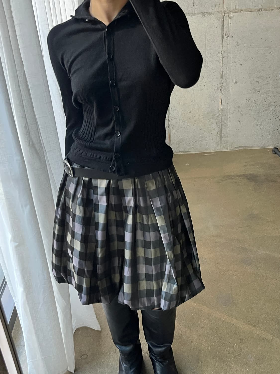 Hiroko Bis 히로코비스 하이넥 가디건 블랙 상품이미지6