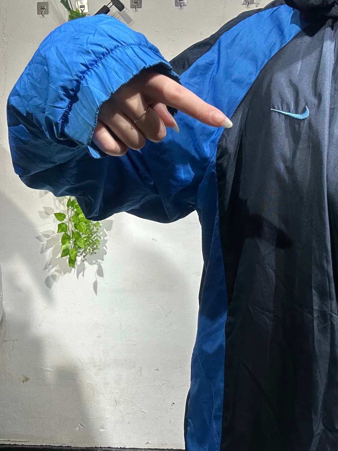 00s 나이키 블랙 블루 오버핏 바람막이 자켓 L 상품이미지4