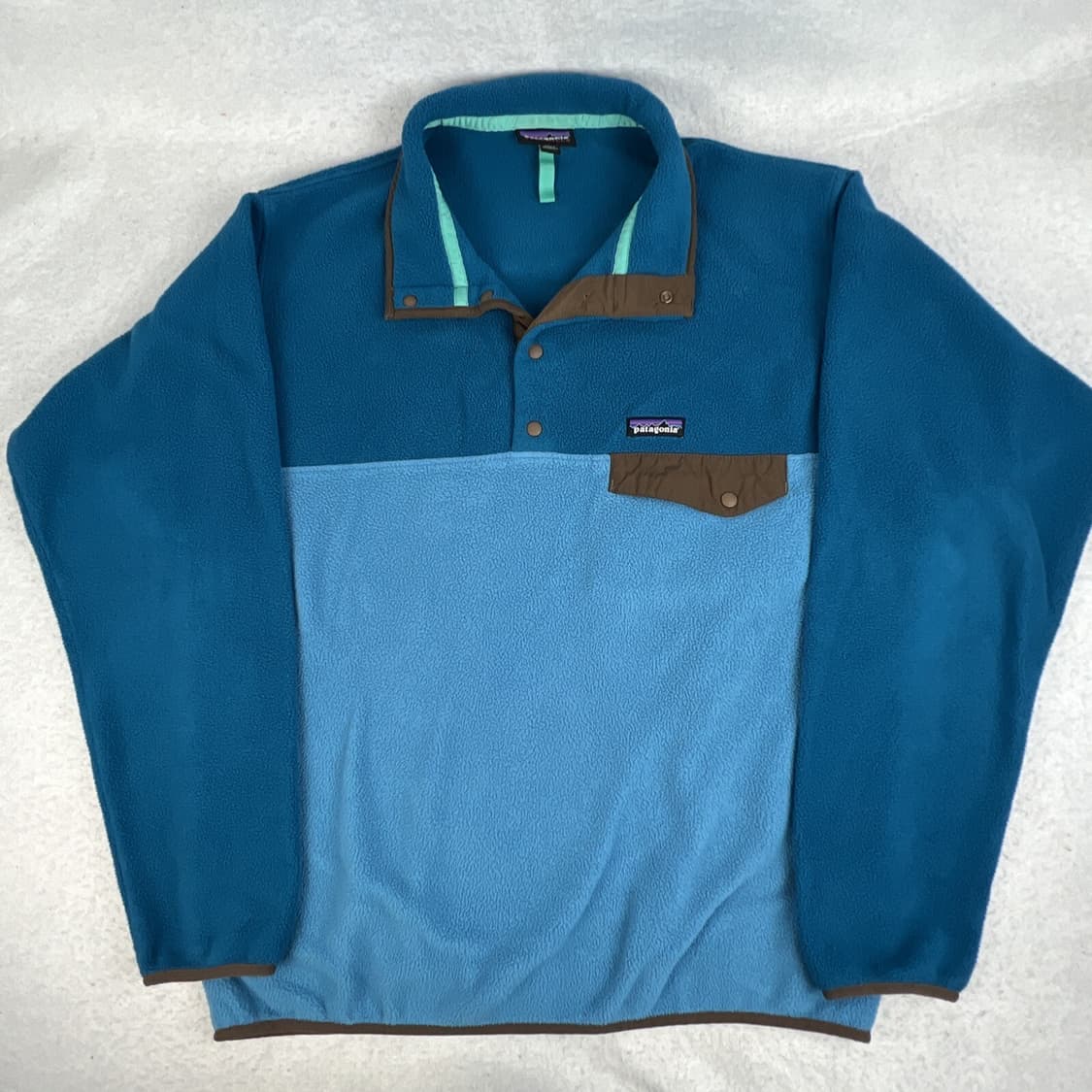14FW 파타고니아 신칠라 스냅-T 플리스 블루 터콰이즈 브라운 포켓 상품이미지1