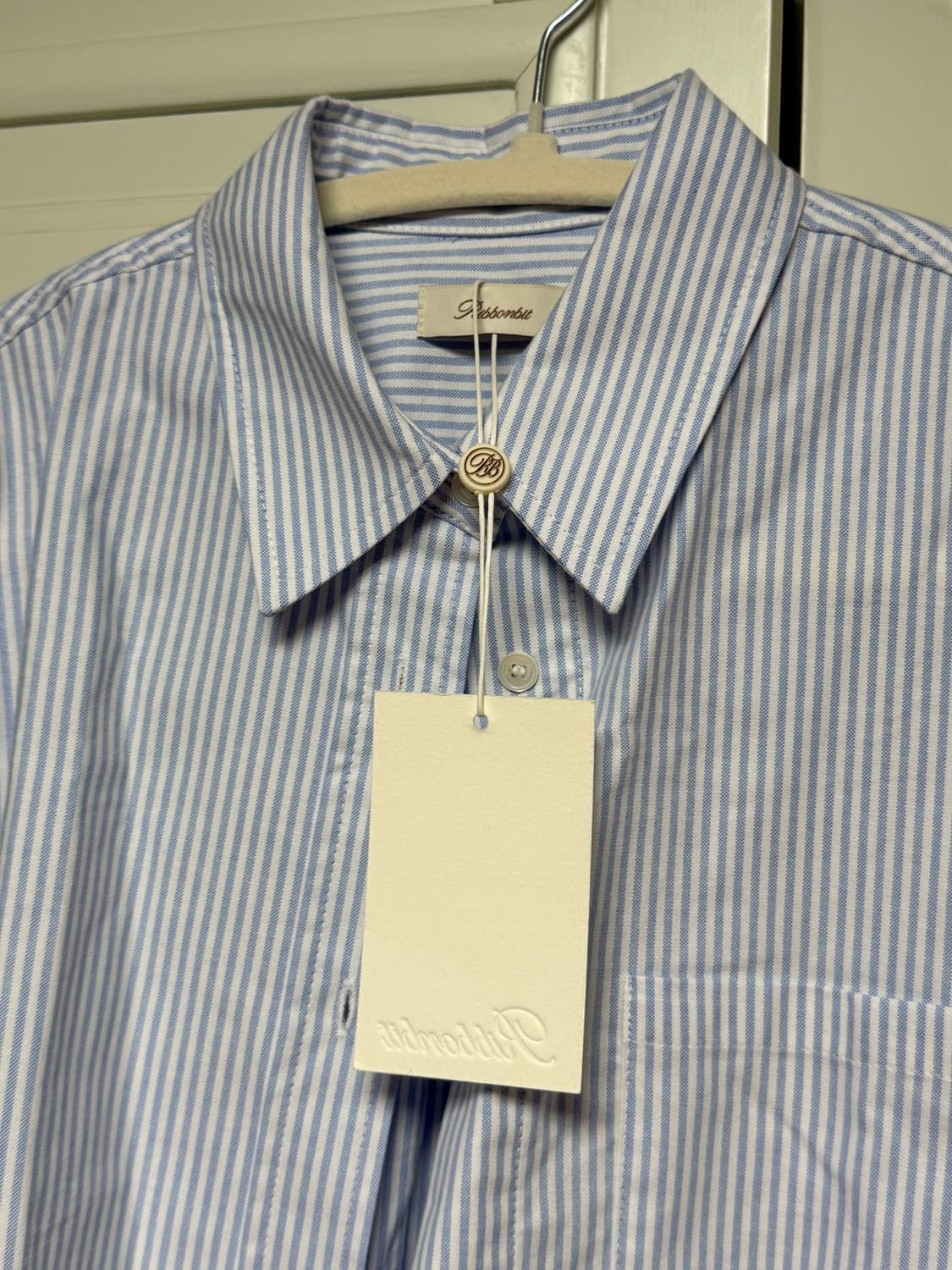 리본빛 옥스퍼드 스트라이프 셔츠 블루 새상품 상품이미지5