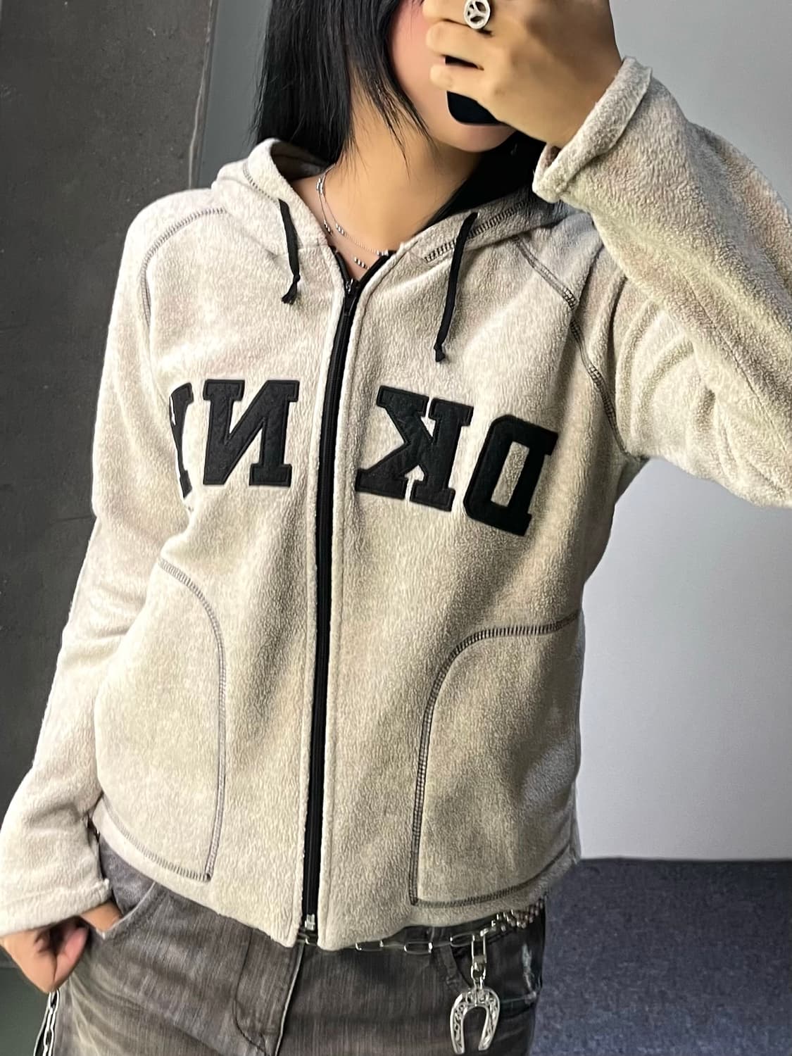 디케이앤와이 로고 플리스 집 후디 상품이미지3