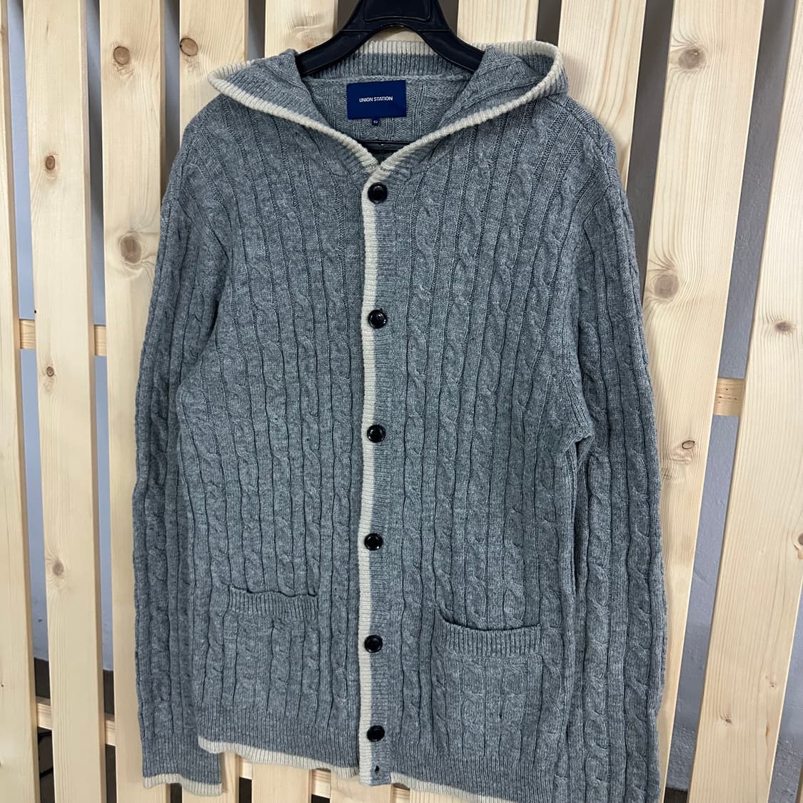 (S) 유니온 스테이션 그레이 후드 케이블 니트 가디건 상품이미지2