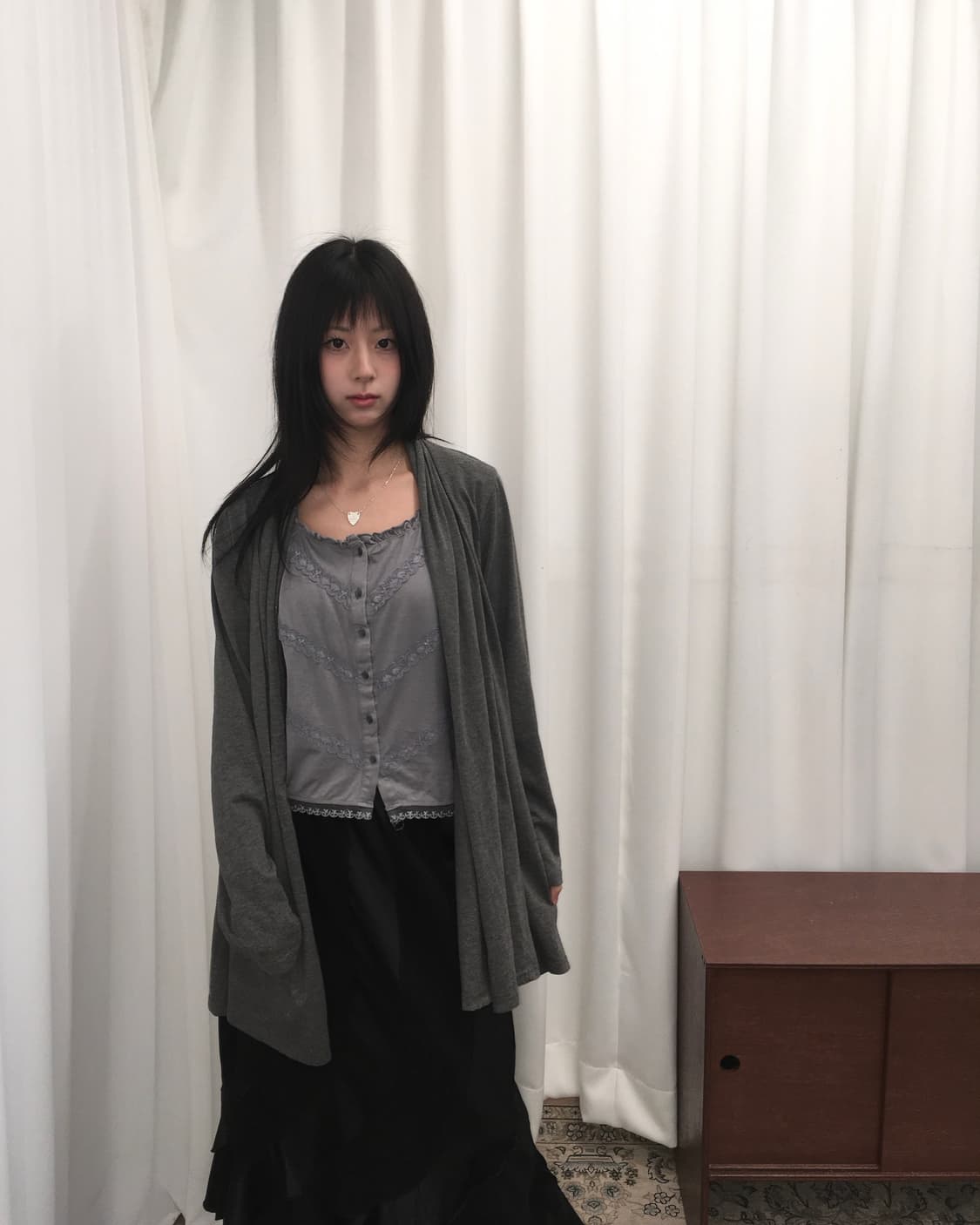 그레이 오픈 롱 가디건 상품이미지1