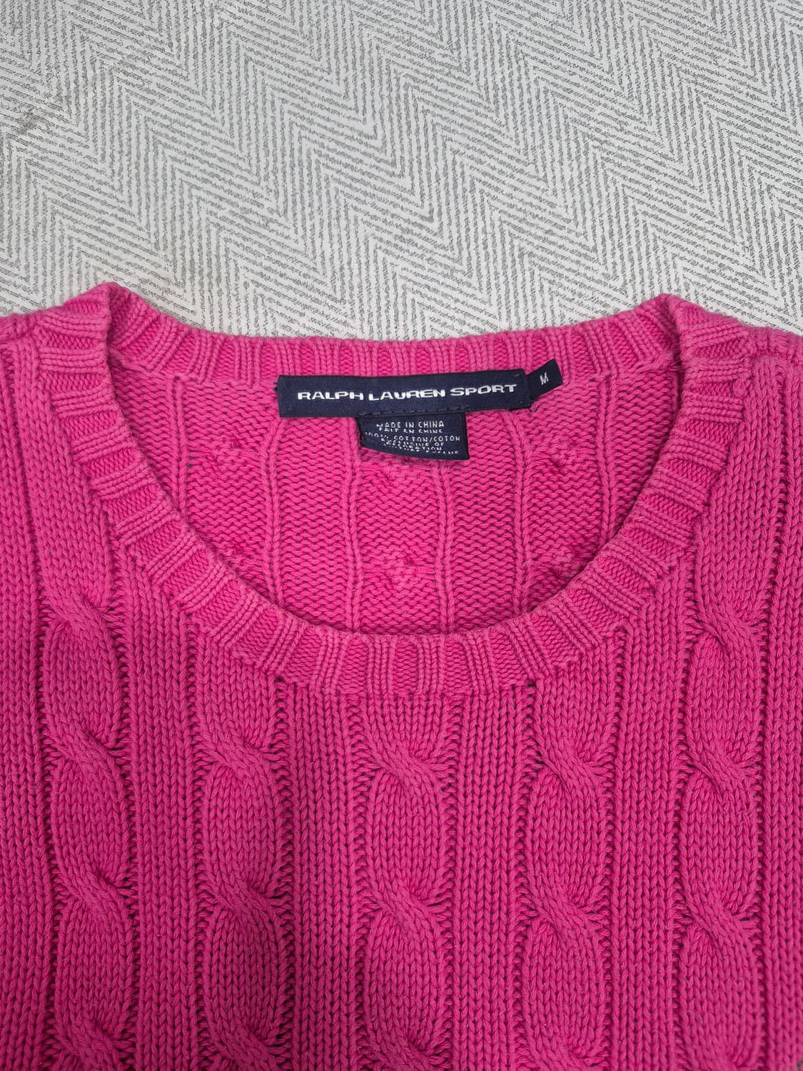 랄프로렌 스포츠 핫핑크 케이블 니트 스웨터 여성 M사이즈 상품이미지4