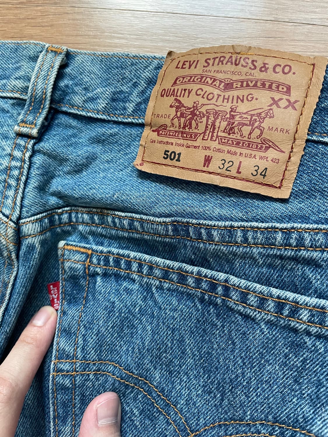 USA 생산 빈티지 리바이스 501 연청 32 실30-31 상품이미지5