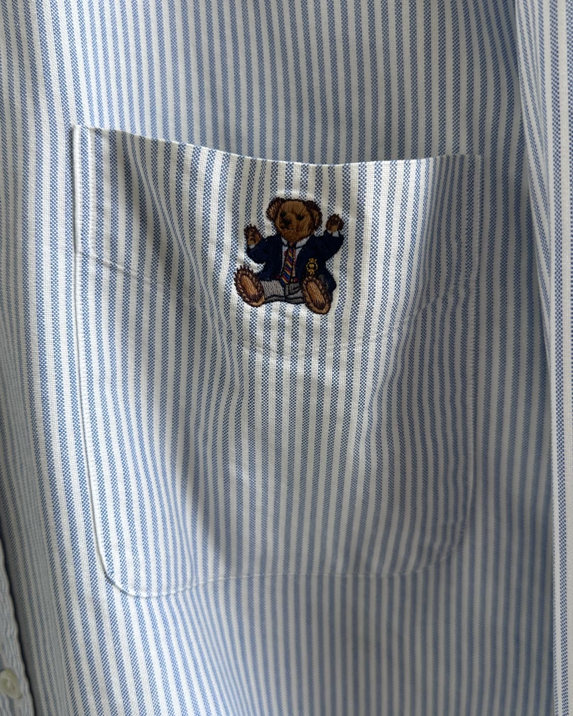 90s Polo Sit Down Bear Stripe Oxford Shi 상품이미지4