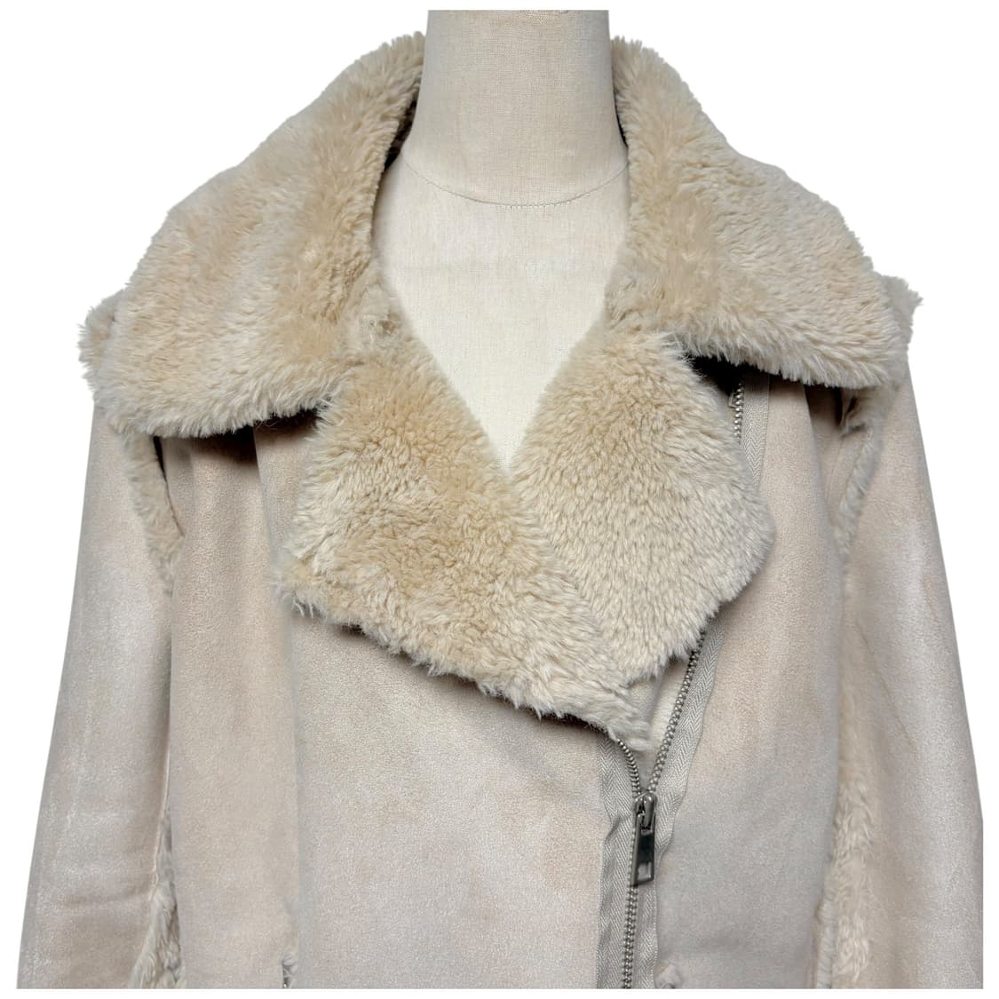 3682 베이지 브라운 퍼안감 무스탕 자켓 코트 상품이미지2