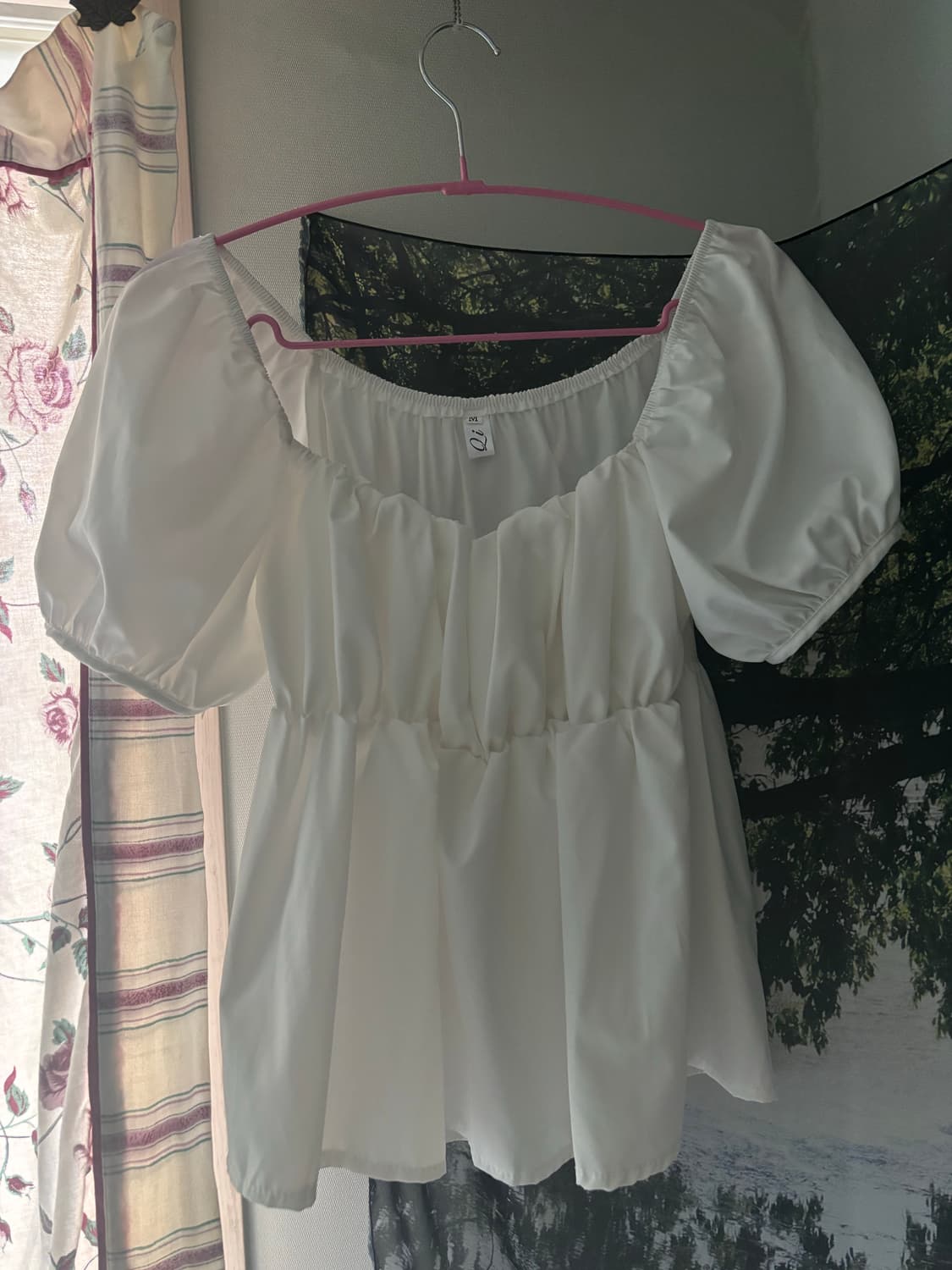 오프숄더 퍼프 블라우스 여리핏 내추럴무드 빈티지 모리걸 상품이미지1