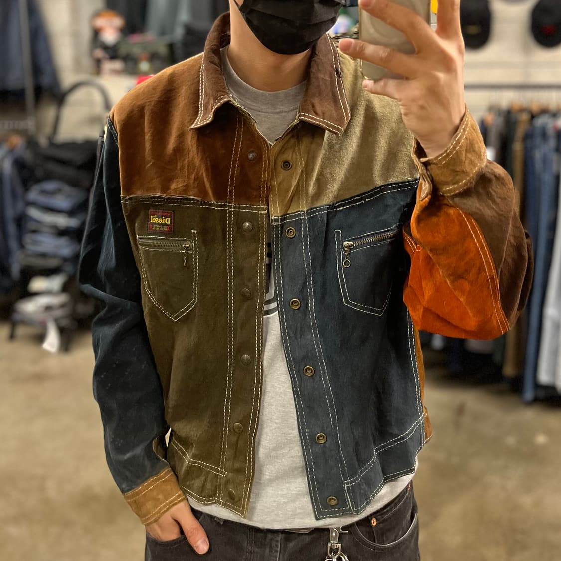 90s Diesel 리버시블 스웨이드 트러커 자켓 (105) 상품이미지9