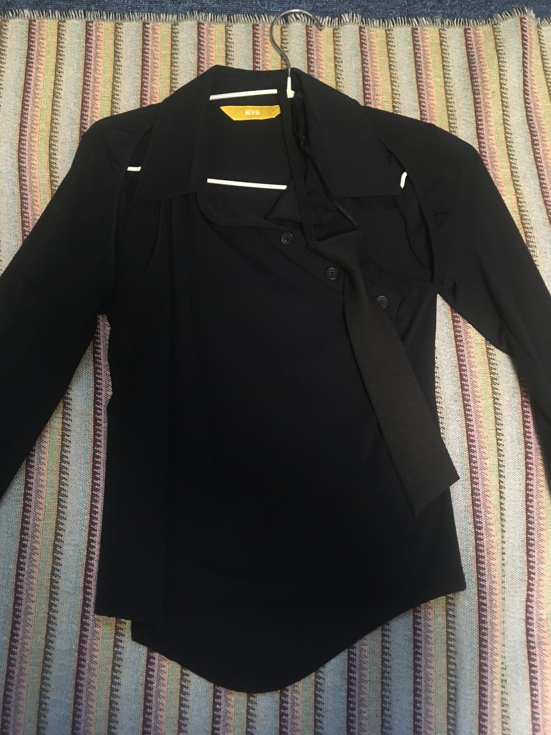 kyo diagonal necktie collar tee black 상품이미지2