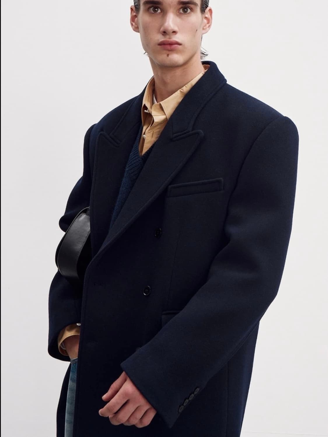 [M] 렉토 오버사이즈 로버펠트 더블 코트 네이비 상품이미지2