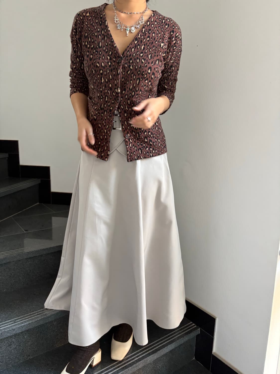 벨트 레이어드 맥시 스커트 상품이미지2