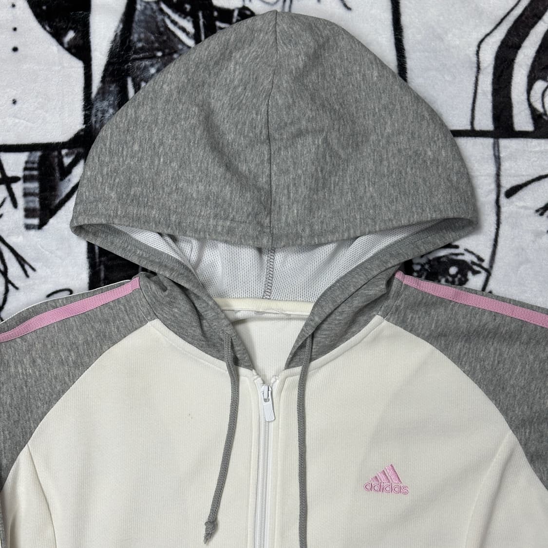 아디다스 핑크 삼선 후드집업 상품이미지3