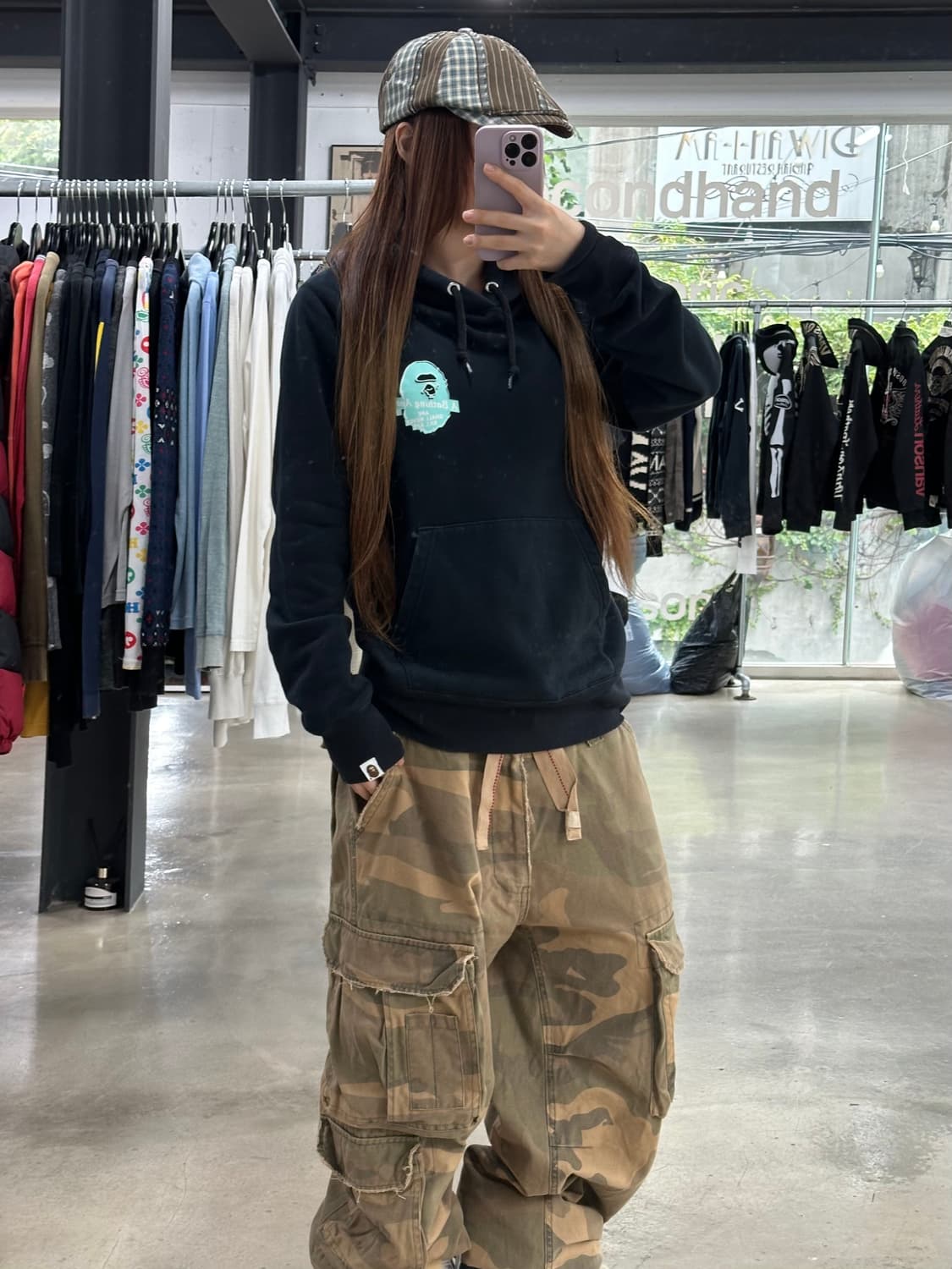 베이프 민트카모 써클사루 풀오버후드티 상품이미지2