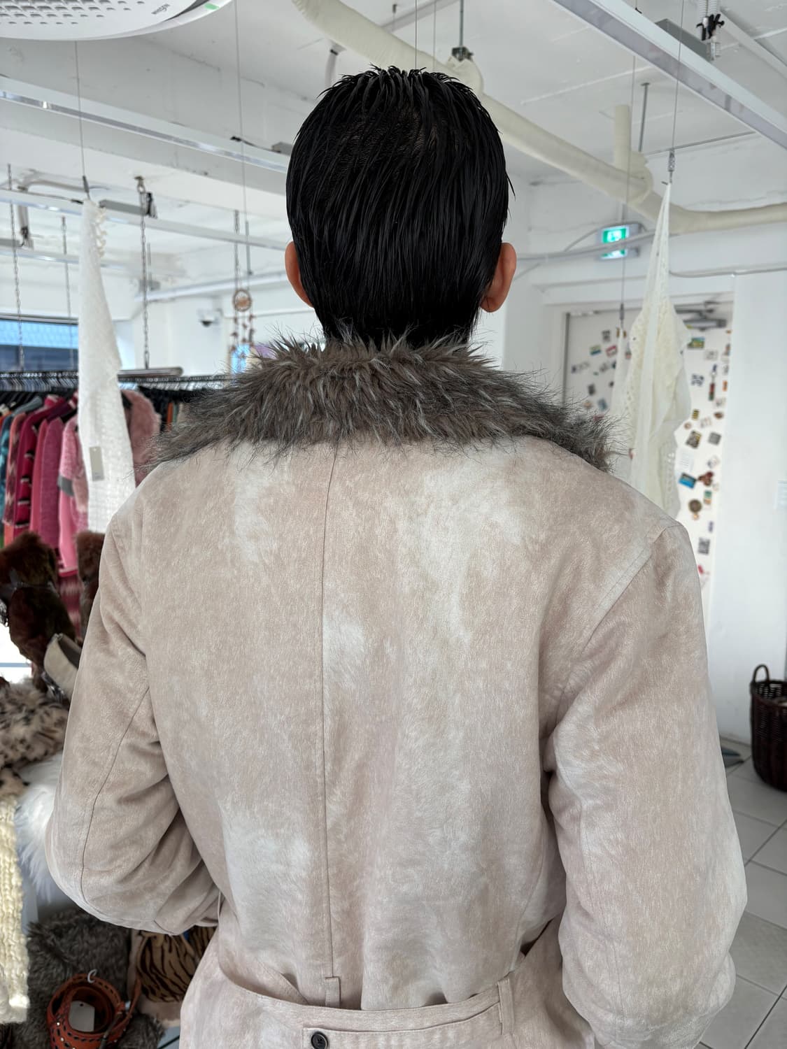 fur trim fake suede coat 상품이미지5