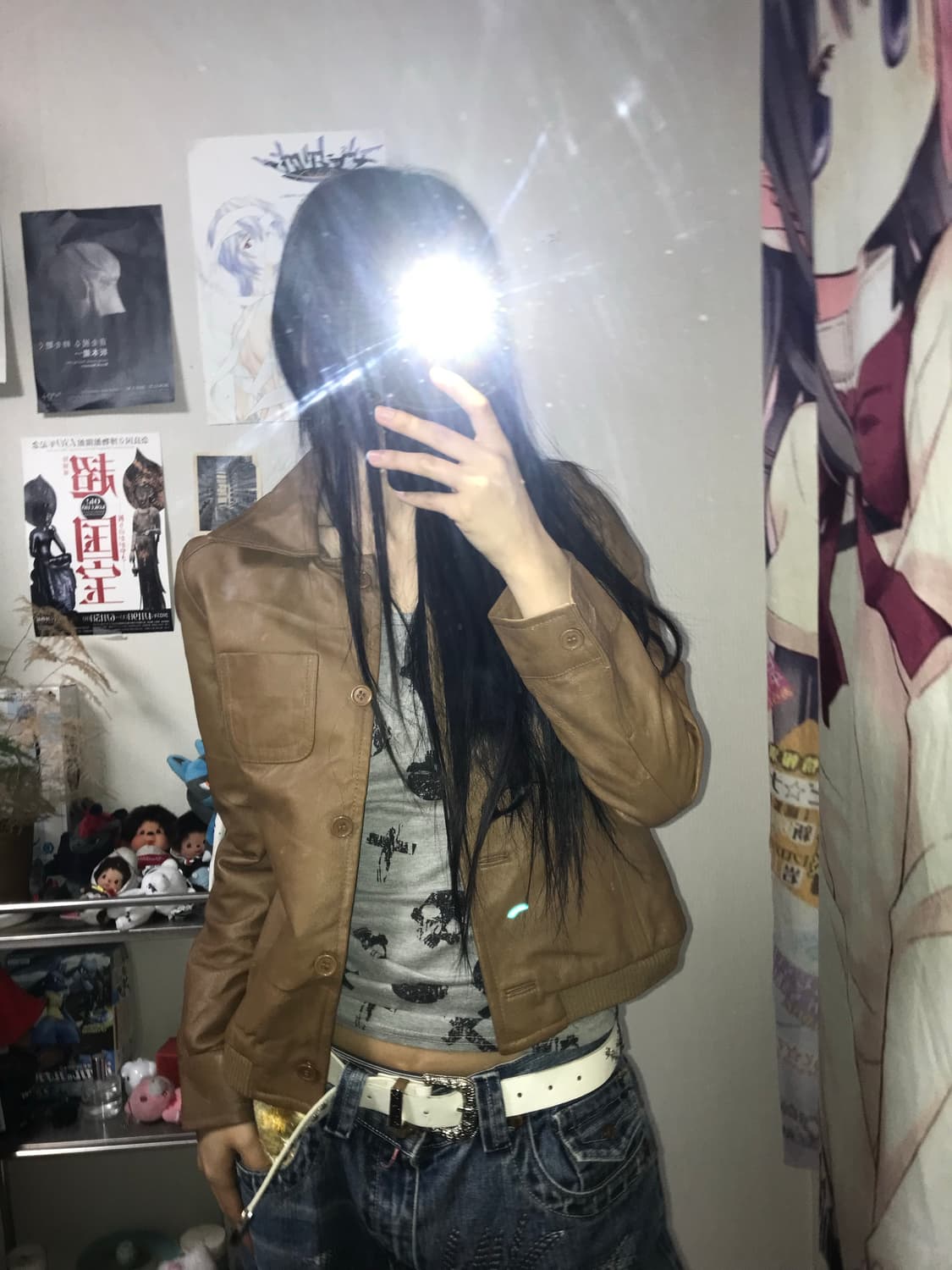 Biemme 브라운 카라 버튼 레더자켓 상품이미지5