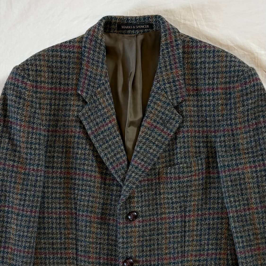 90s 영국 St michael Harris Tweed 건클럽 3B 자켓 상품이미지2