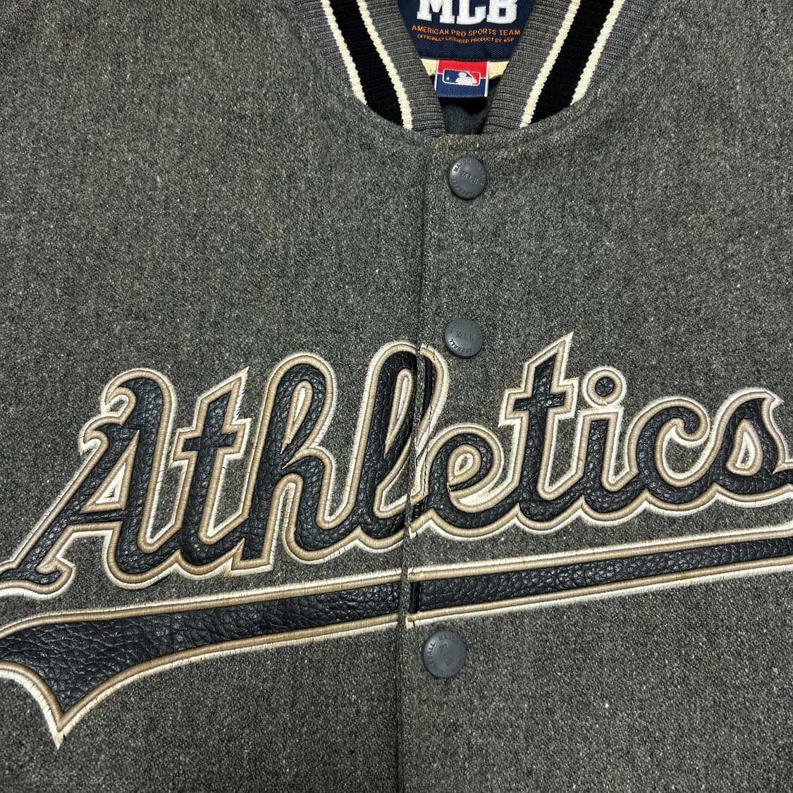 MLB 오클랜드 누빔 모직 바시티자켓(100) 상품이미지3