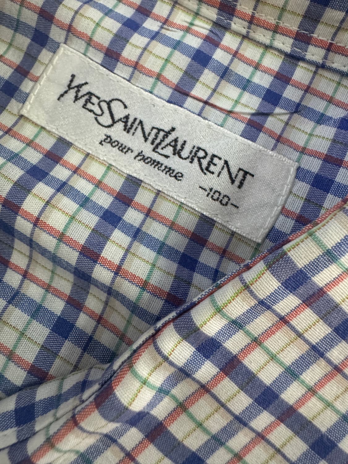 정품!! 입생로랑 YSL 뿌르옴므 클래식 반팔 체크 셔츠 L 상품이미지5