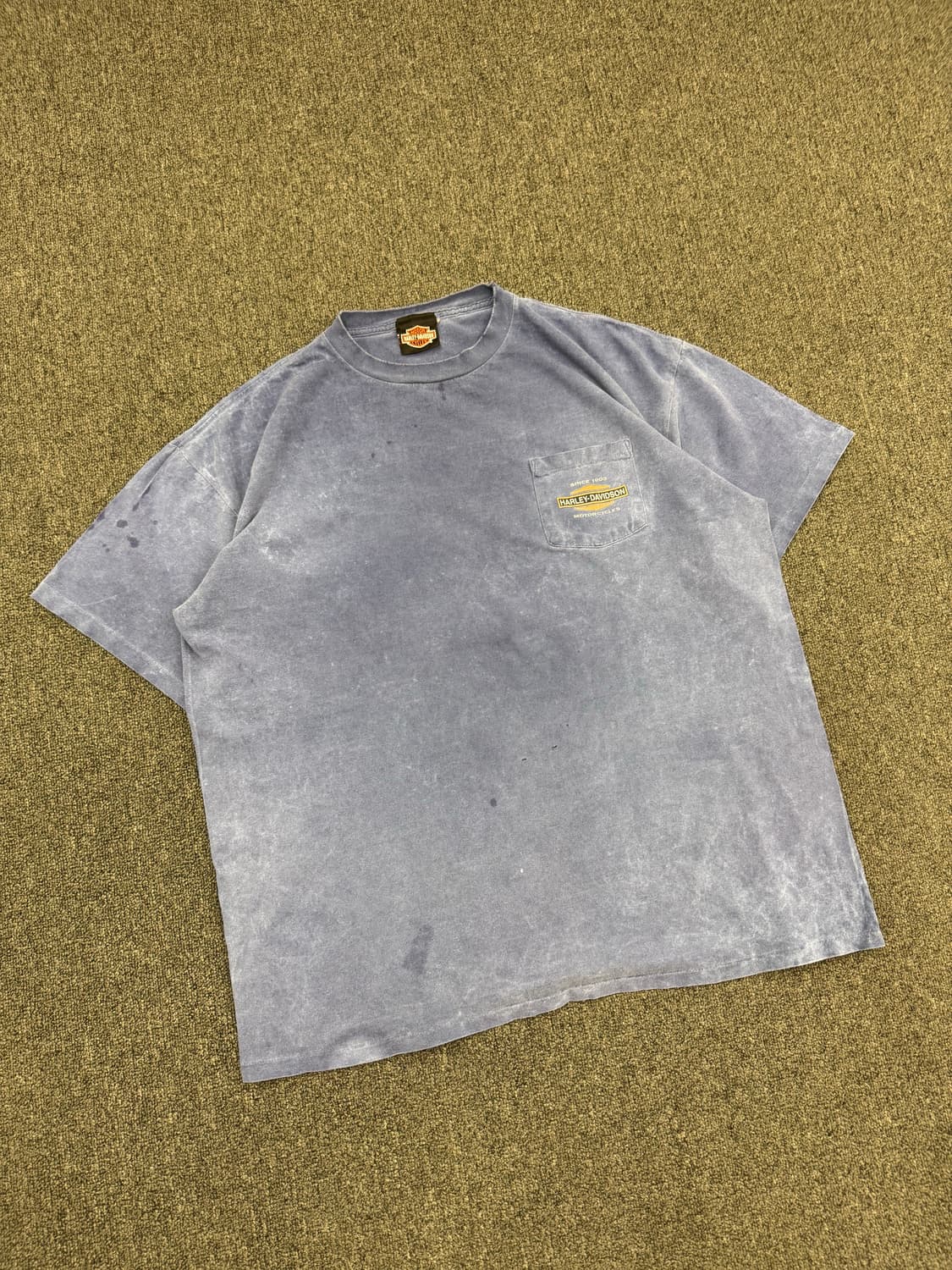 OS)할리데이비슨 빈티지 프린팅 Down Town 포켓 반팔(핀홀) 상품이미지2