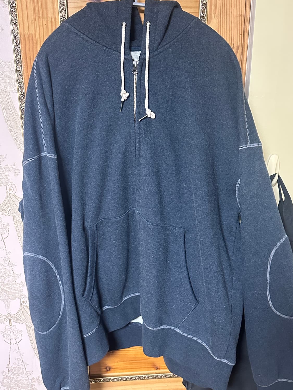 러프사이드 Oversized Zip Up Hoodie Navy 24FW 상품이미지1