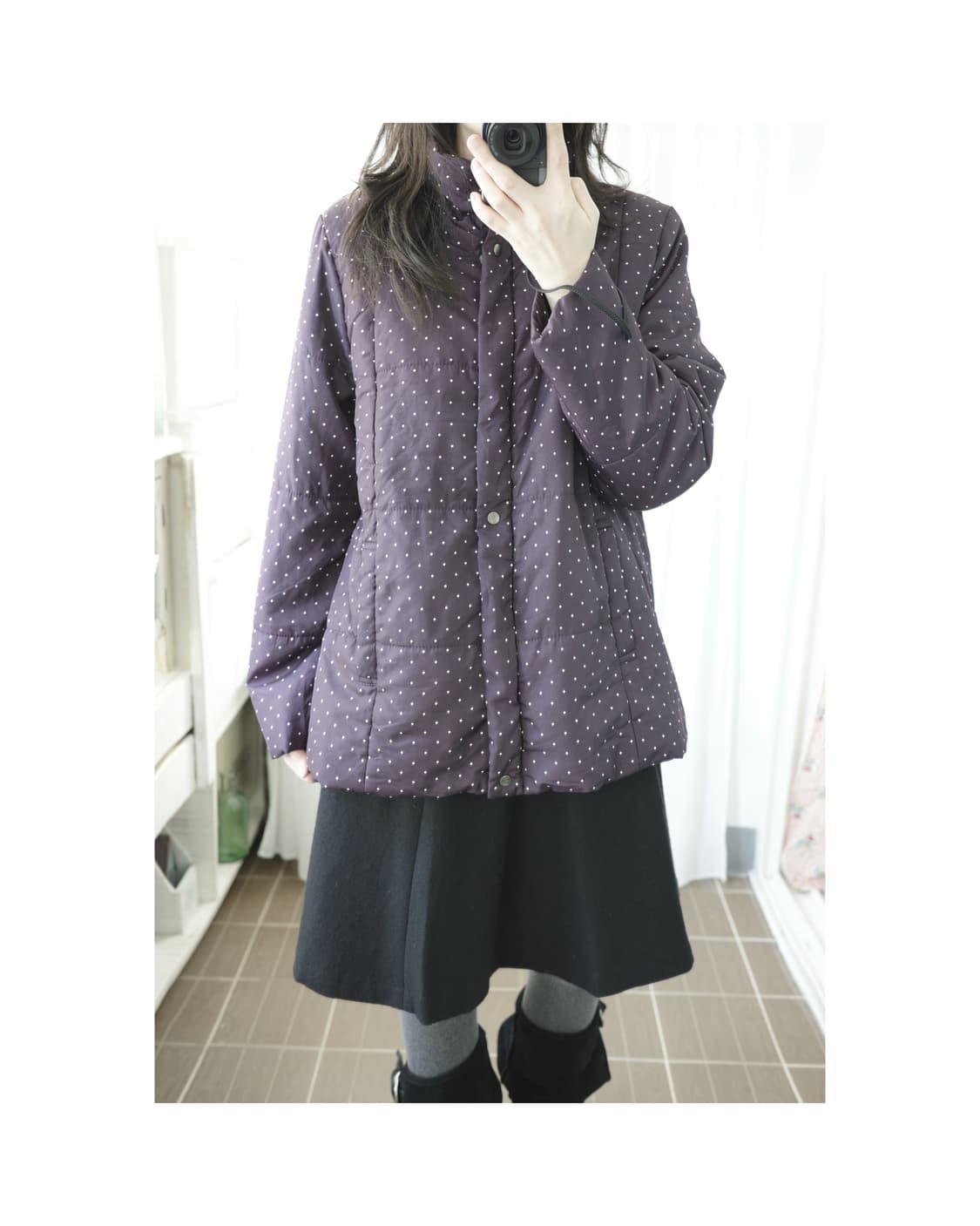 Purple dot fur jacket 상품이미지1