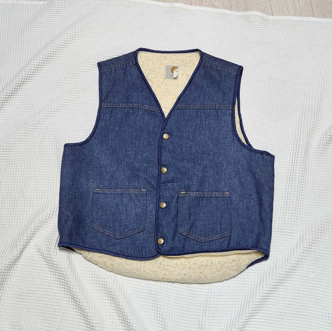 칼하트 80s 청 데님 안감 쉐르파 베스트 조끼 자켓 상품이미지2