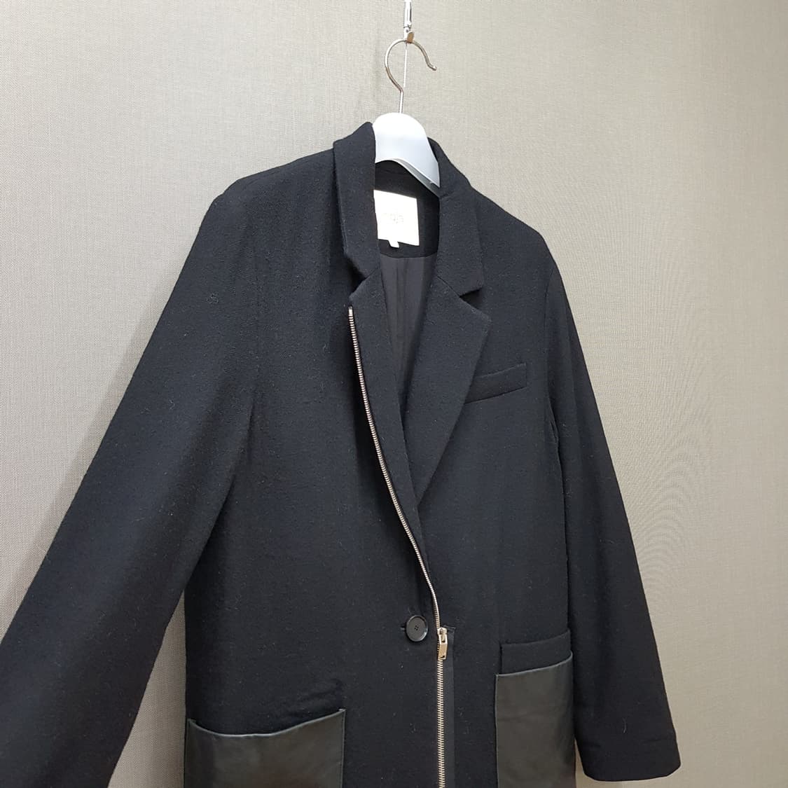 마쥬 maje 울 블렌드 가죽 포켓 블레이저 자켓 1사이즈 상품이미지4