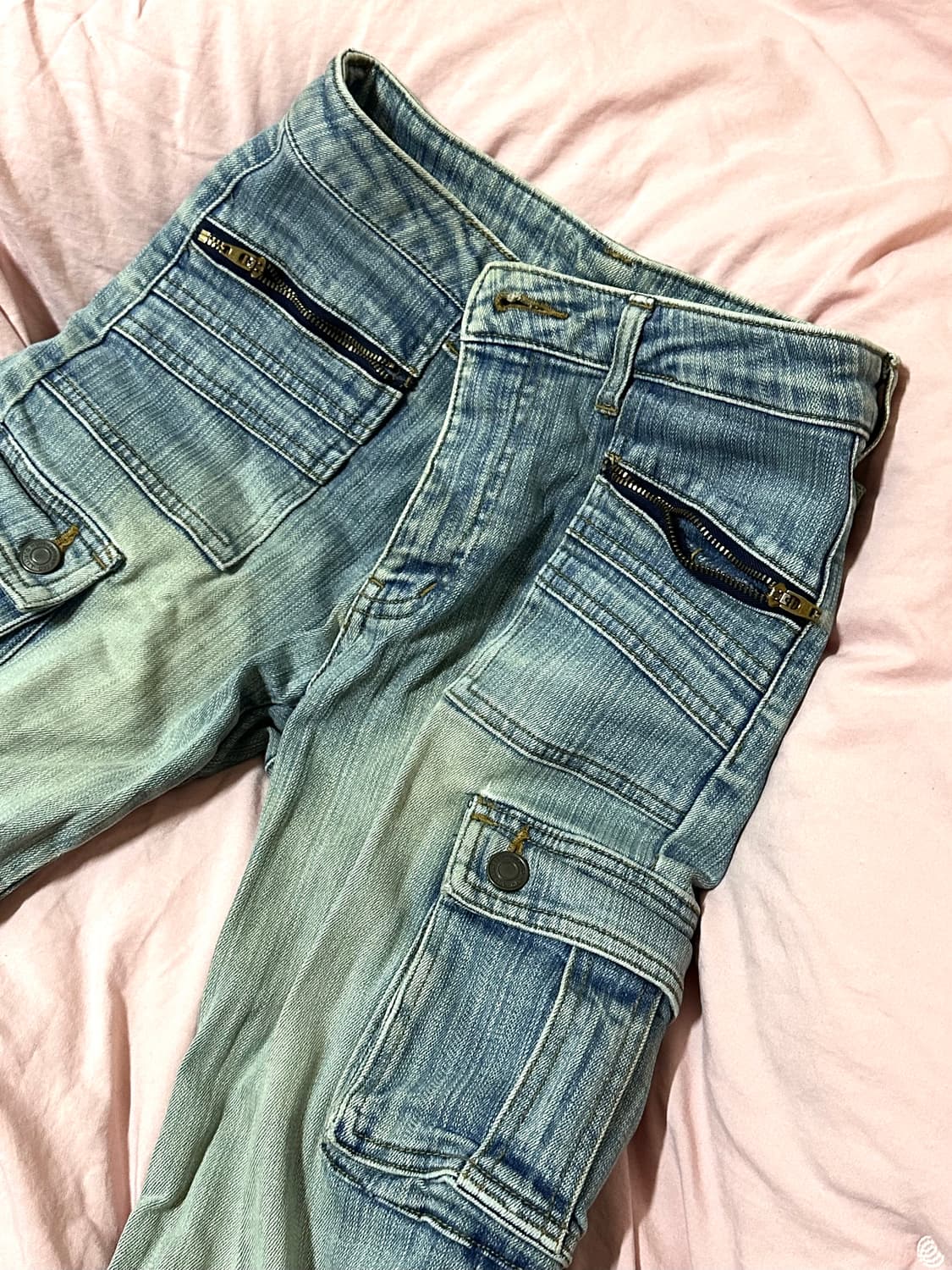 워싱 로우라이즈 부츠컷 카고 팬츠 상품이미지2