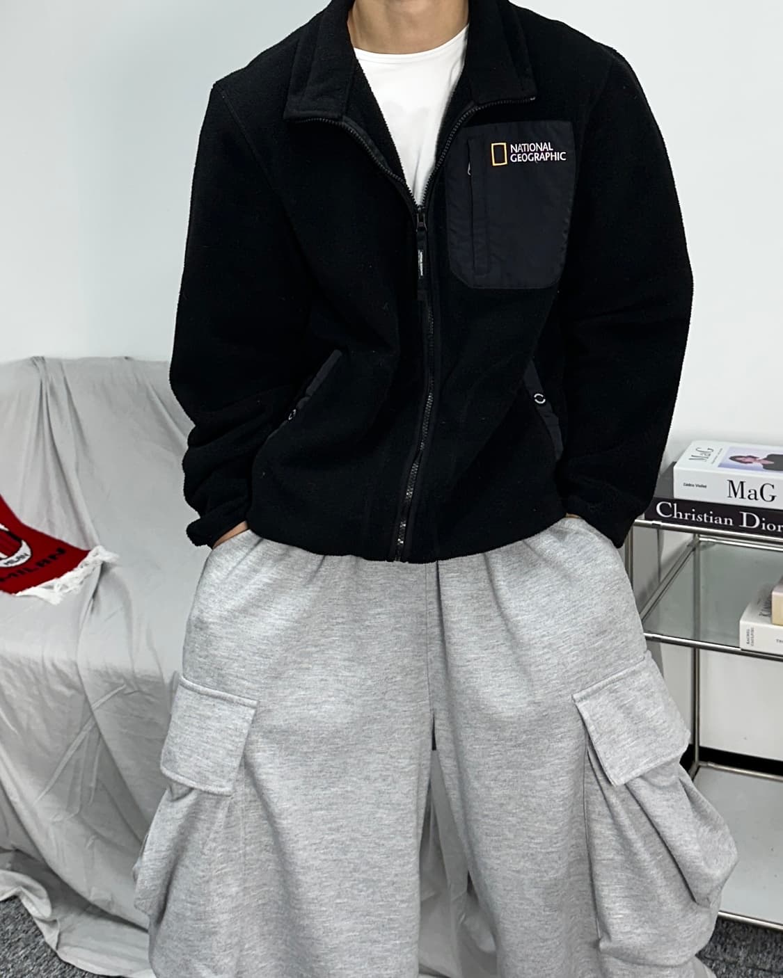 네셔널 지오그래픽 블랙 플리스집업 L 상품이미지1