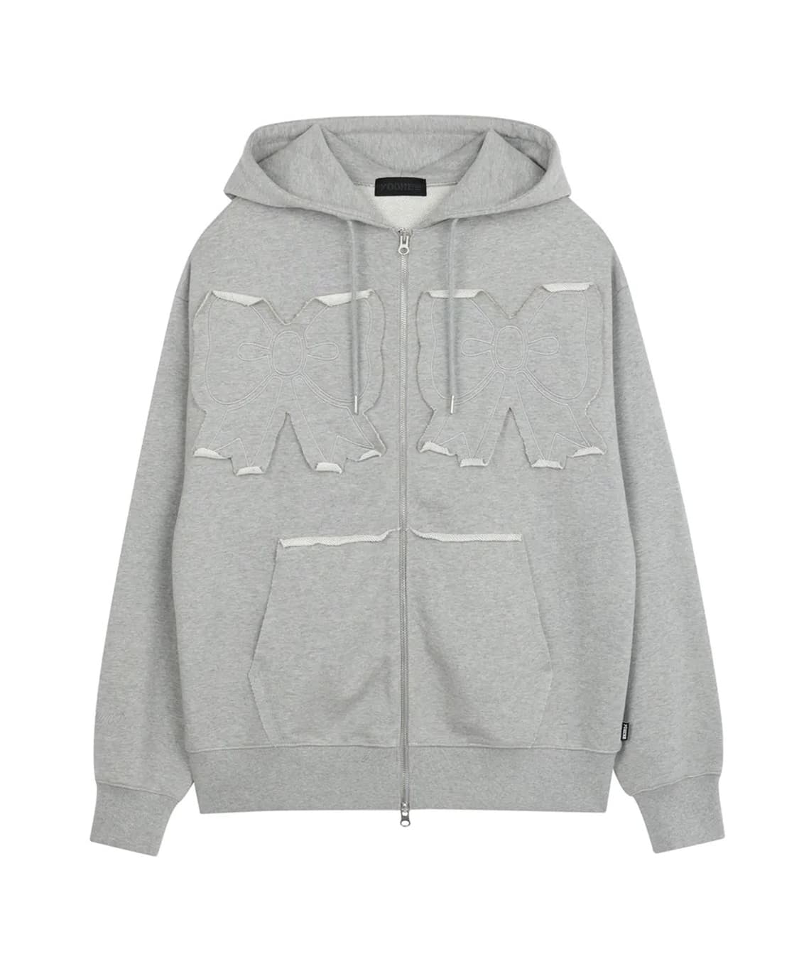 조이 착용)유희 리본 투웨이 후드집업 멜란지그레이 상품이미지3