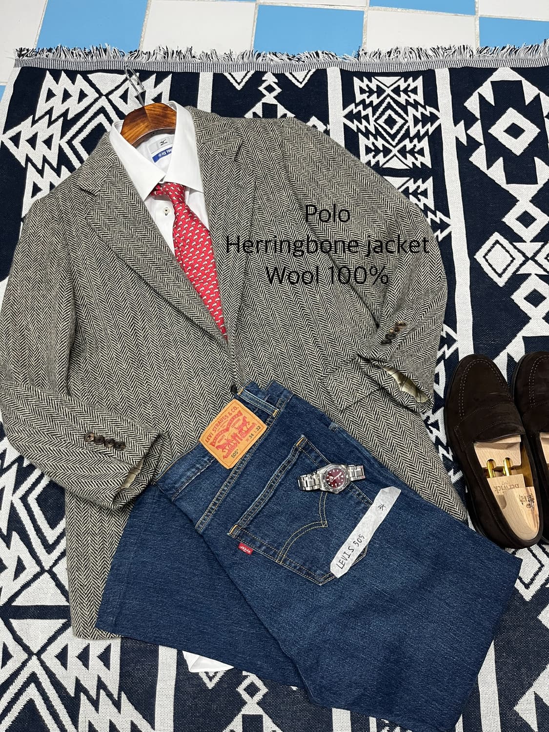 Polo 폴로 랄프로렌 헤링본 자켓 wool 100% 상품이미지1