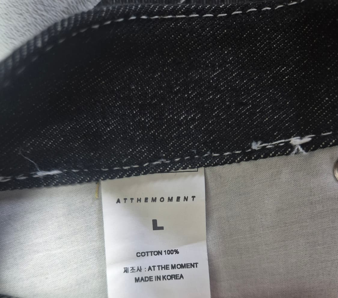 앳더모먼트 화이트 스티치 와이드 로우 데님 블랙 L 상품이미지5