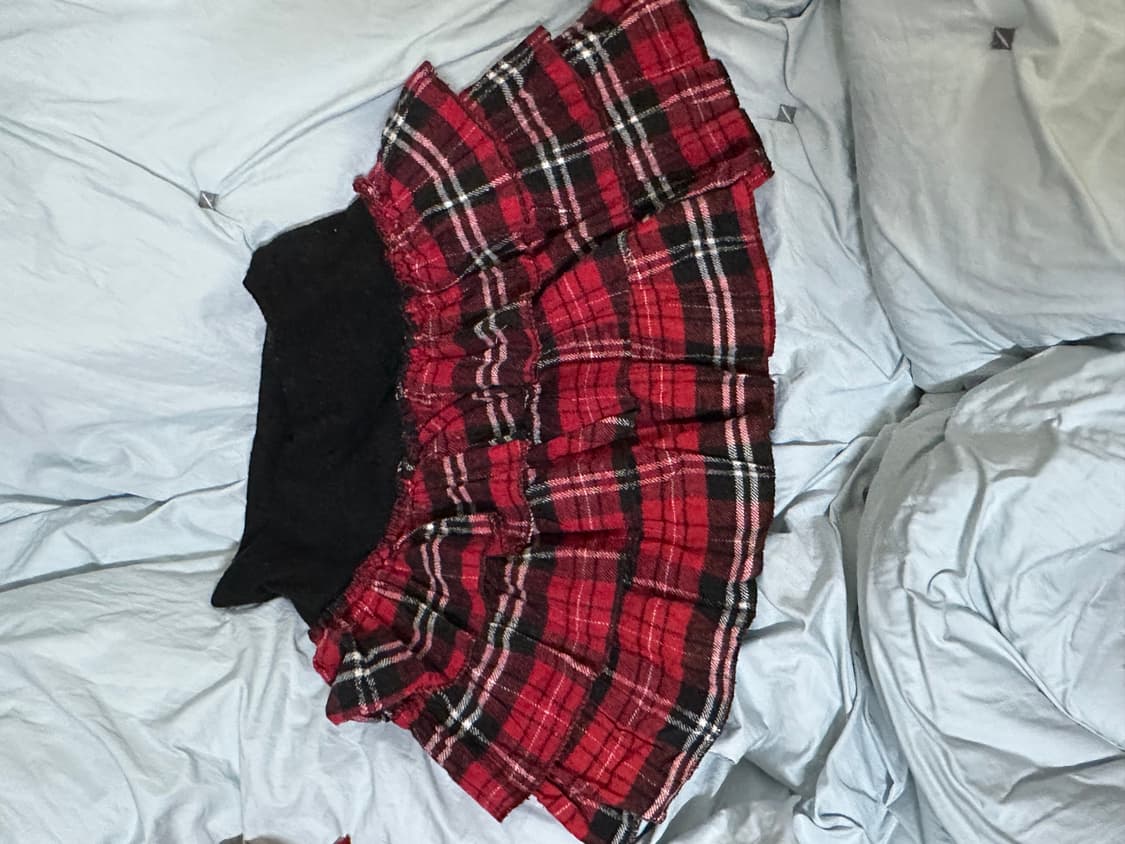 레드 체크 캉캉 스커트 치마 펑크 상품이미지2