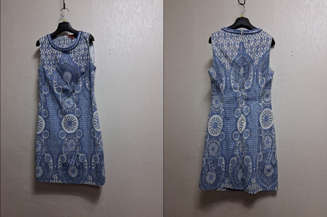 일본빈티지 Derhy 비즈보석 라운드넥 블루 민소매원피스 미디55
 상품이미지3