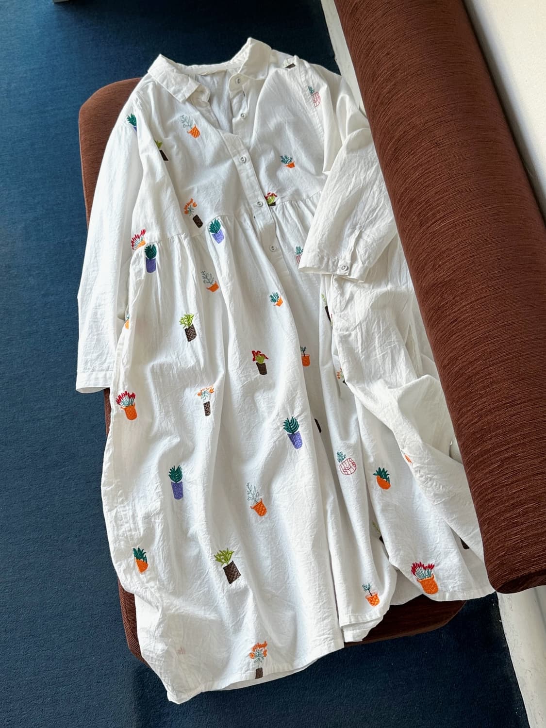 Natural cotton design stitch onepiece 상품이미지1